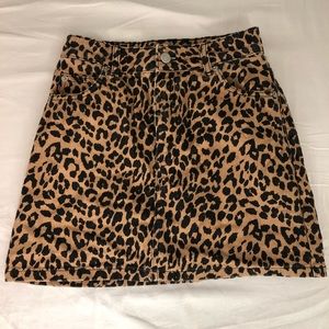 Denim Cheetah Print Skirt